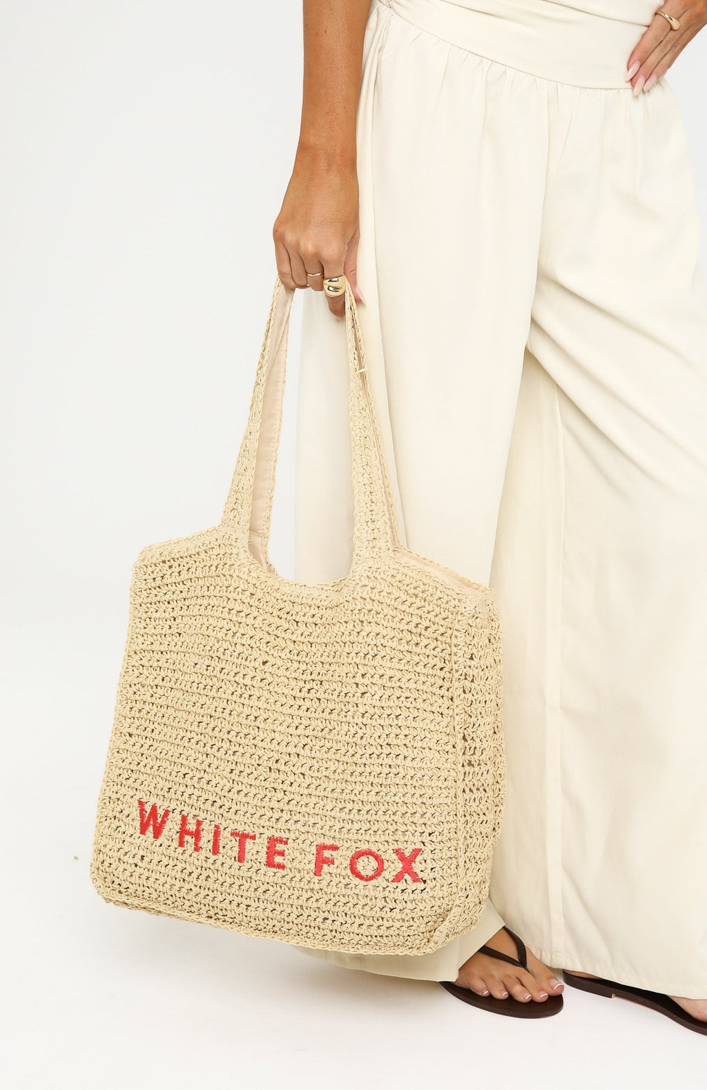 White Fox Tyrus Large Top Handle Bag Natural/Coral