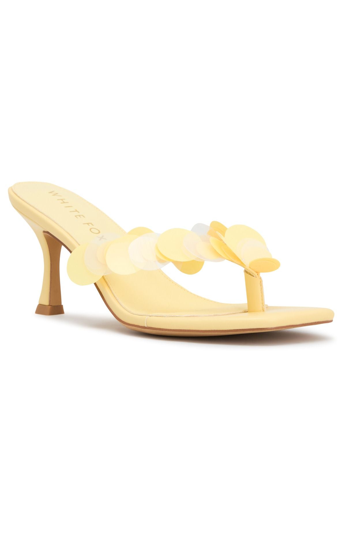 White Fox Imogen Sequin Mules Lemon