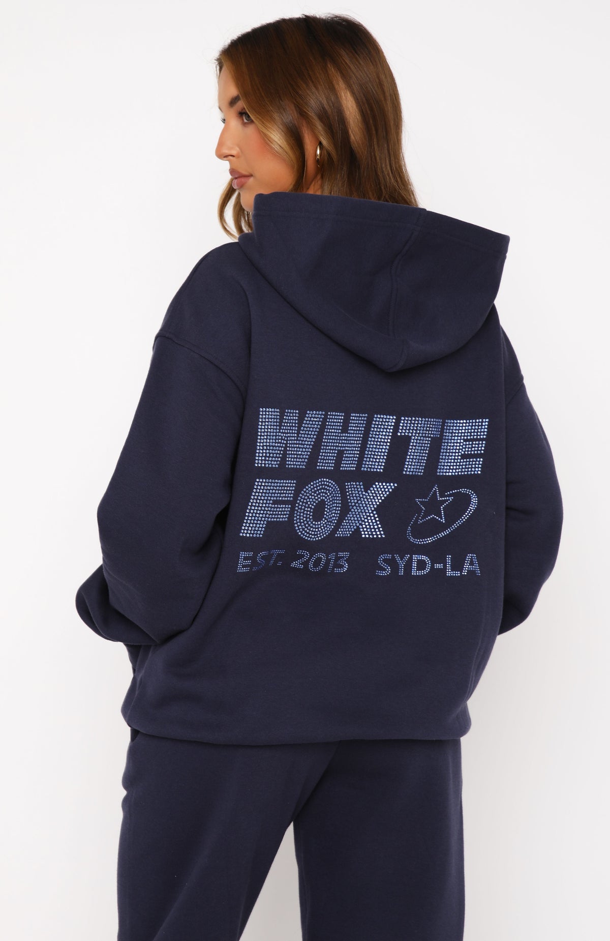 White Fox Always Shining Oversized Hoodie Navy