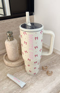 White Fox Colson Drink Bottle 1.2 Litre Cream Bows