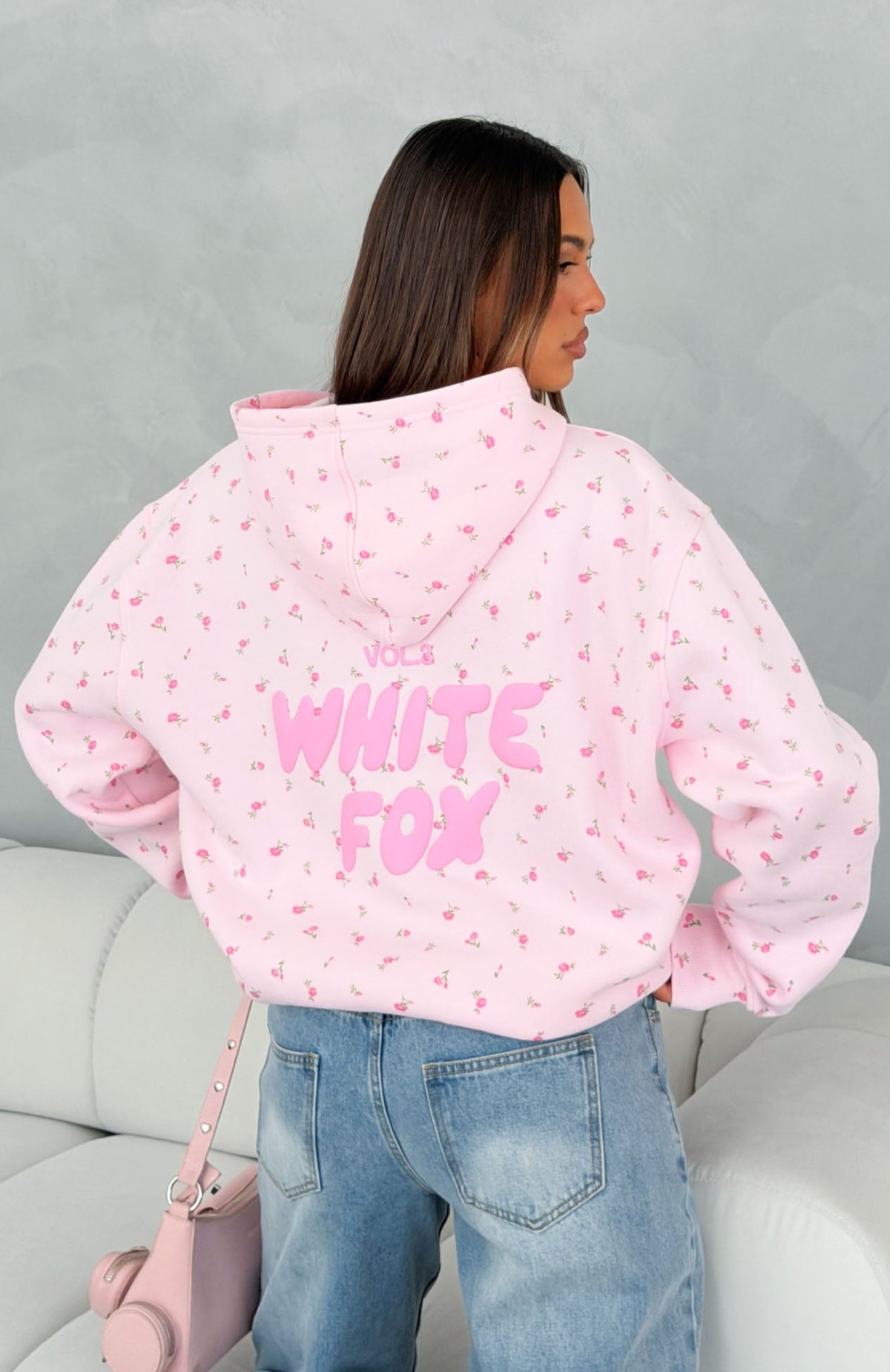 White Fox Offstage Printed Oversized Hoodie Posy Ditsy