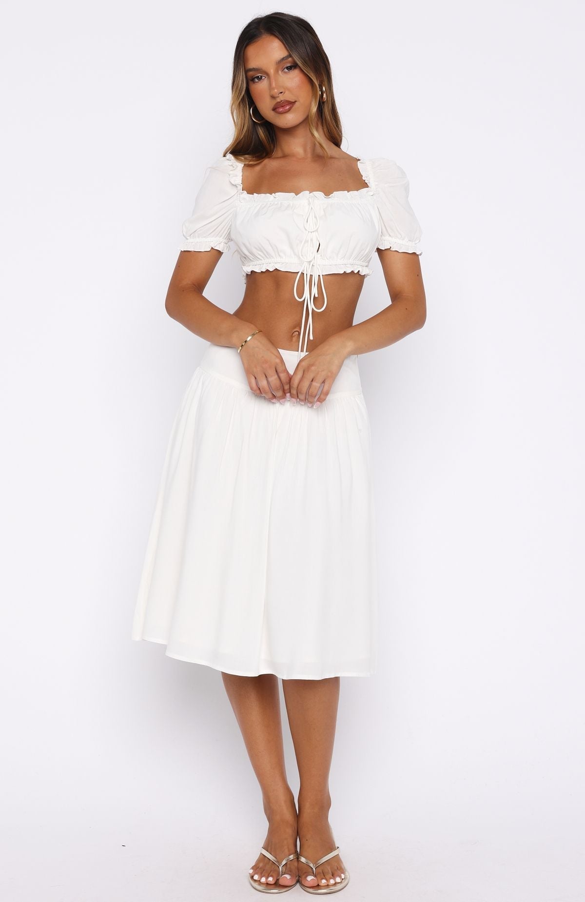 White Fox Tender Moments Midi Skirt White