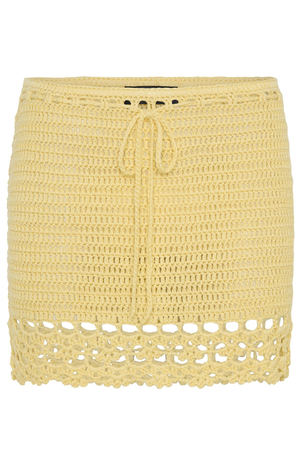 White Fox Don't Ask Me That Crochet Mini Skirt Lemon