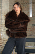 White Fox Dirty Martini Faux Fur Jacket Chocolate