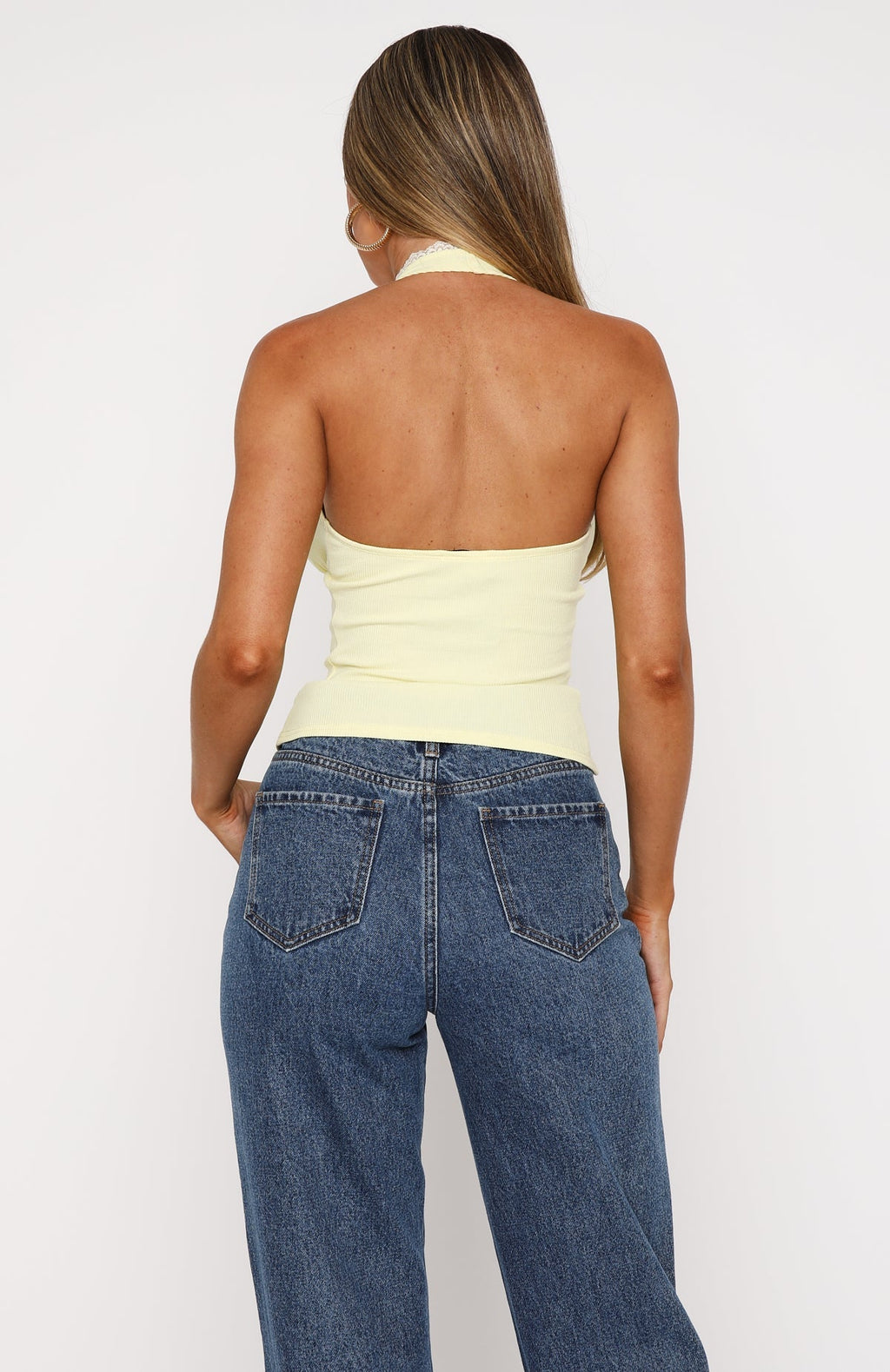 White Fox Believing The Lies Halter Top Lemon