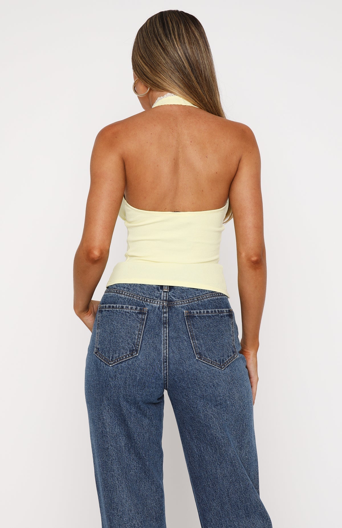 White Fox Believing The Lies Halter Top Lemon