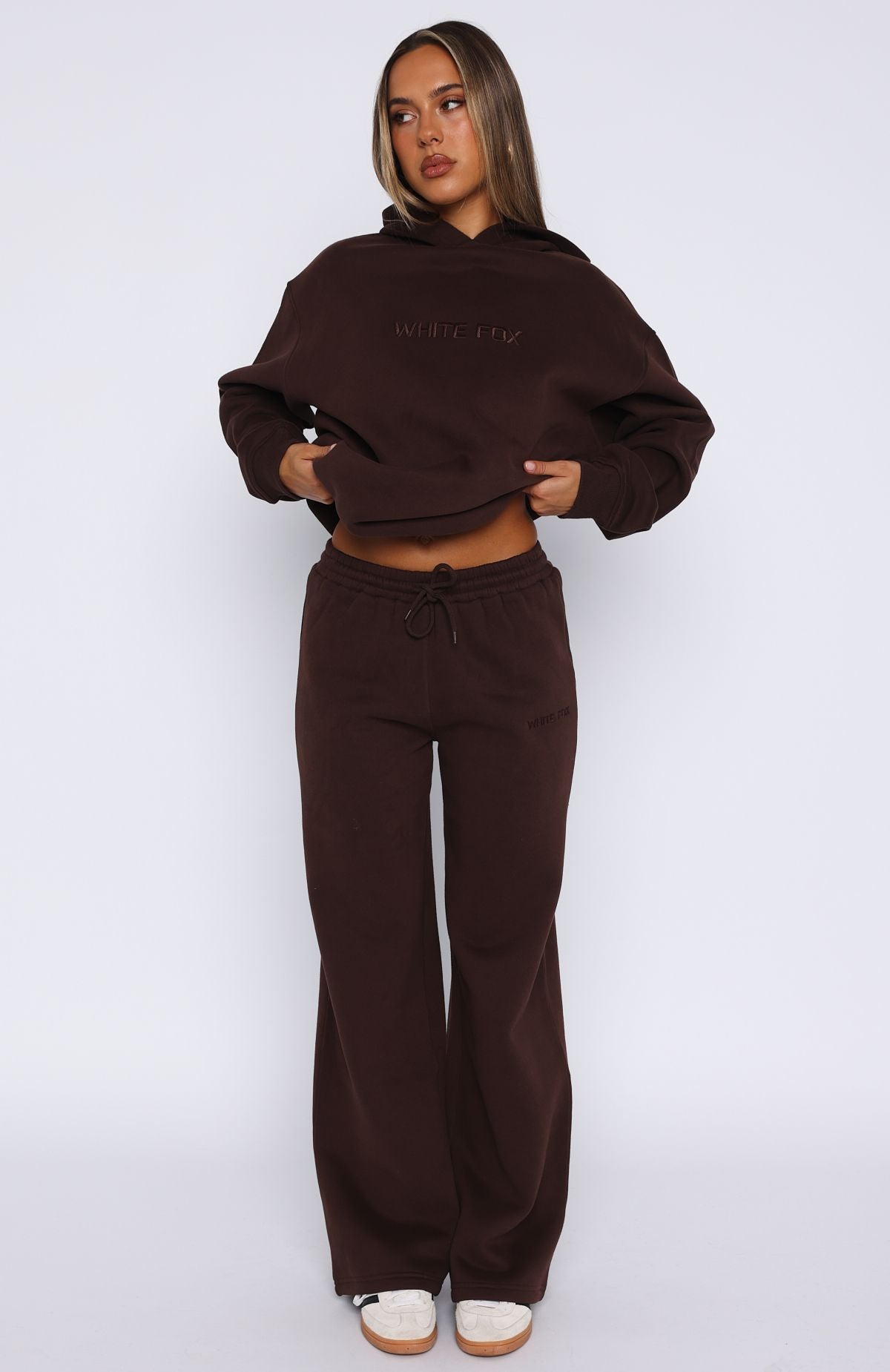 White Fox Stay Lifted Wide Leg Sweatpants Bitter Chocolate