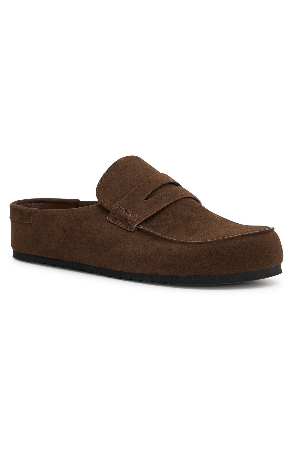 White Fox Cayson Loafer Slides Chocolate Faux Suede