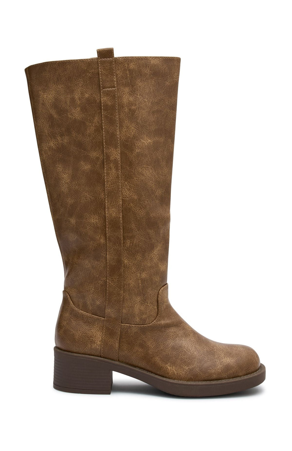 White Fox Lainey Knee High Boots Crinkle Camel