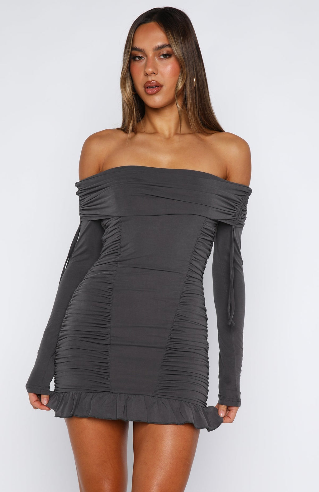 White Fox Diva Code Mini Dress Charcoal