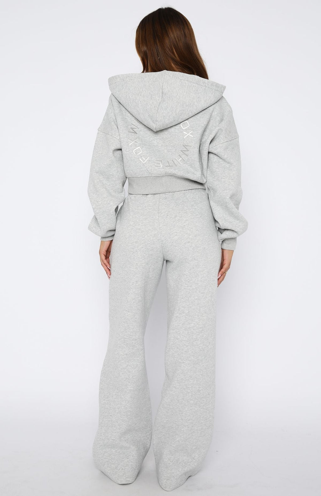 White Fox Stay Lifted Wide Leg Sweatpants Dark Grey Marle