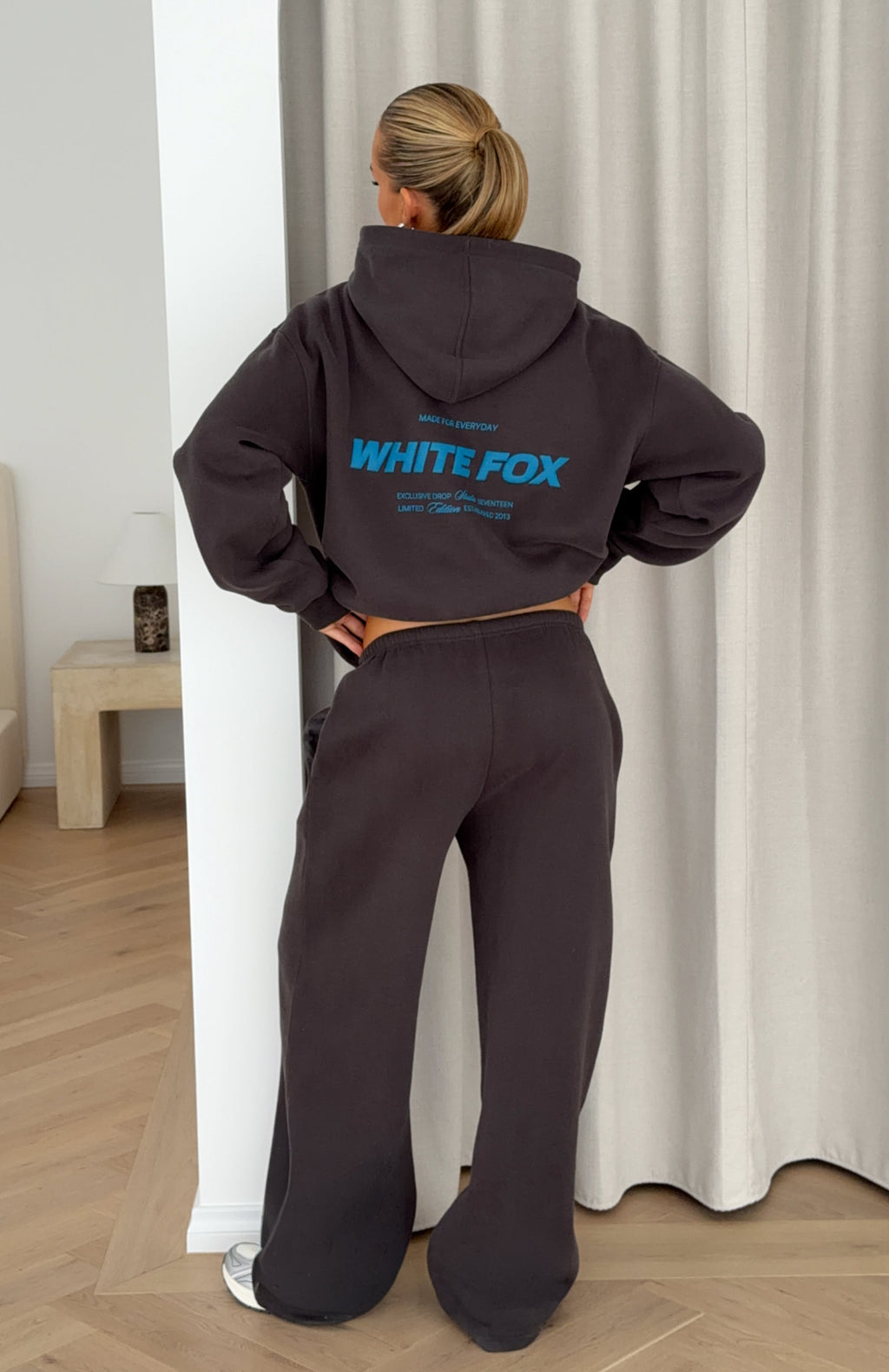 White Fox Studio 17 Tallulah Wide Leg Sweatpants Charcoal