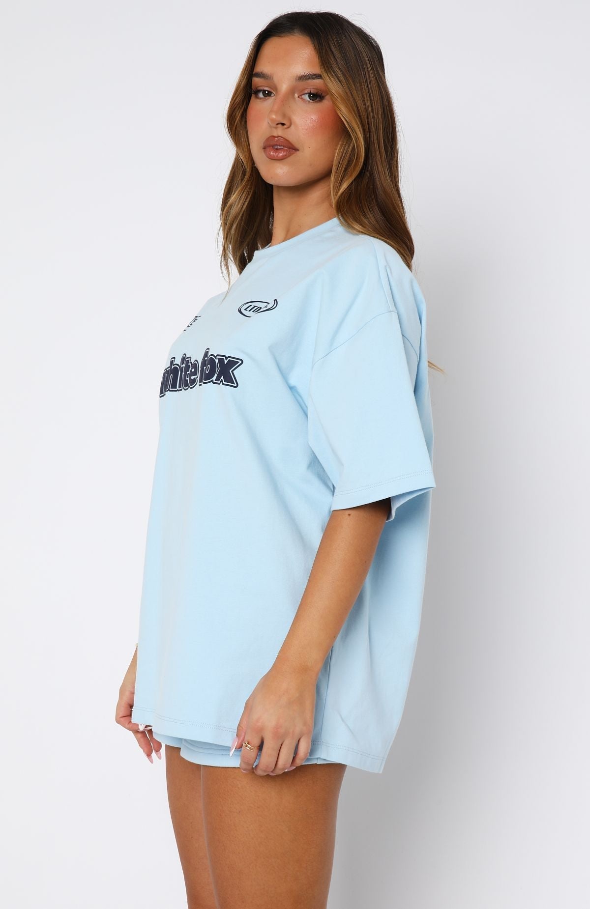 White Fox Ready To Go Oversized Tee Baby Blue