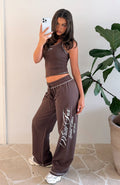 White Fox Don't Need Anyone Track Pants Chocolate