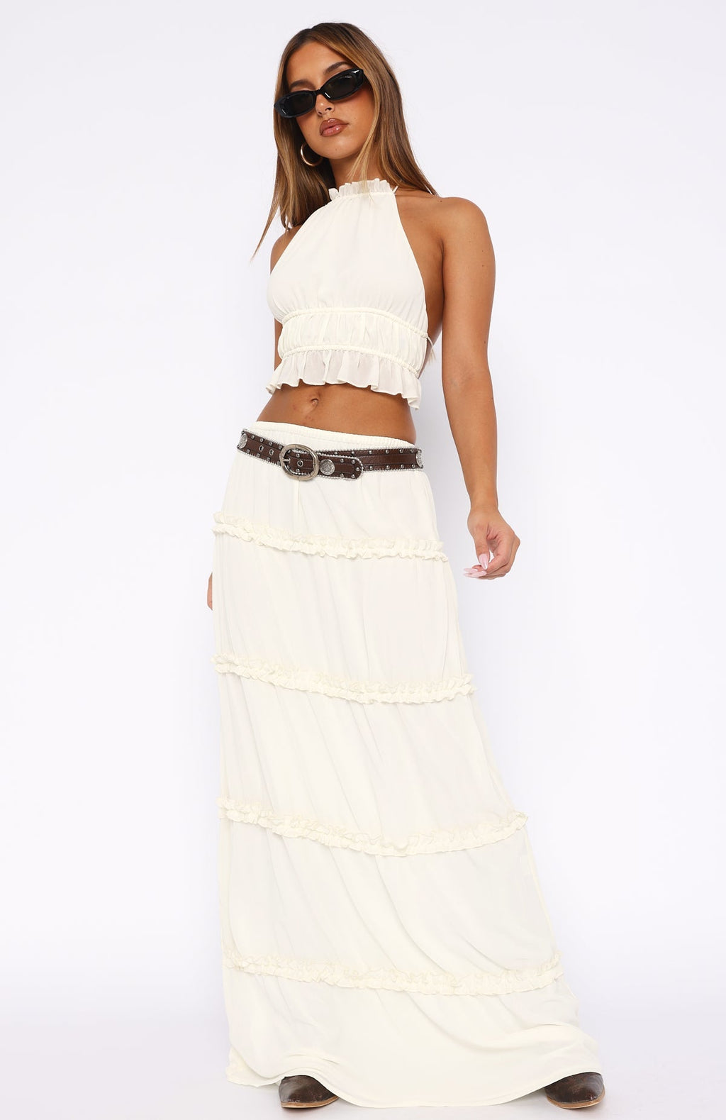 White Fox No Contact Maxi Skirt Off White
