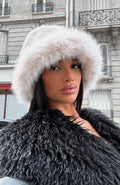 White Fox Trixie Faux Fur Hat Cream
