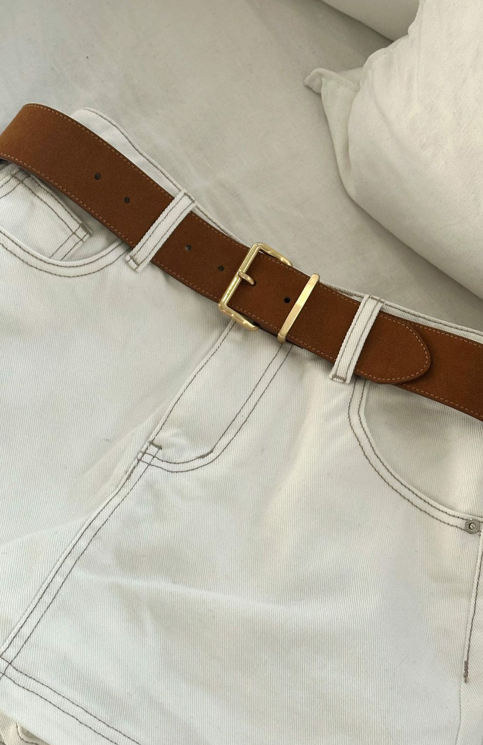 White Fox Robin Belt Tan Faux Suede