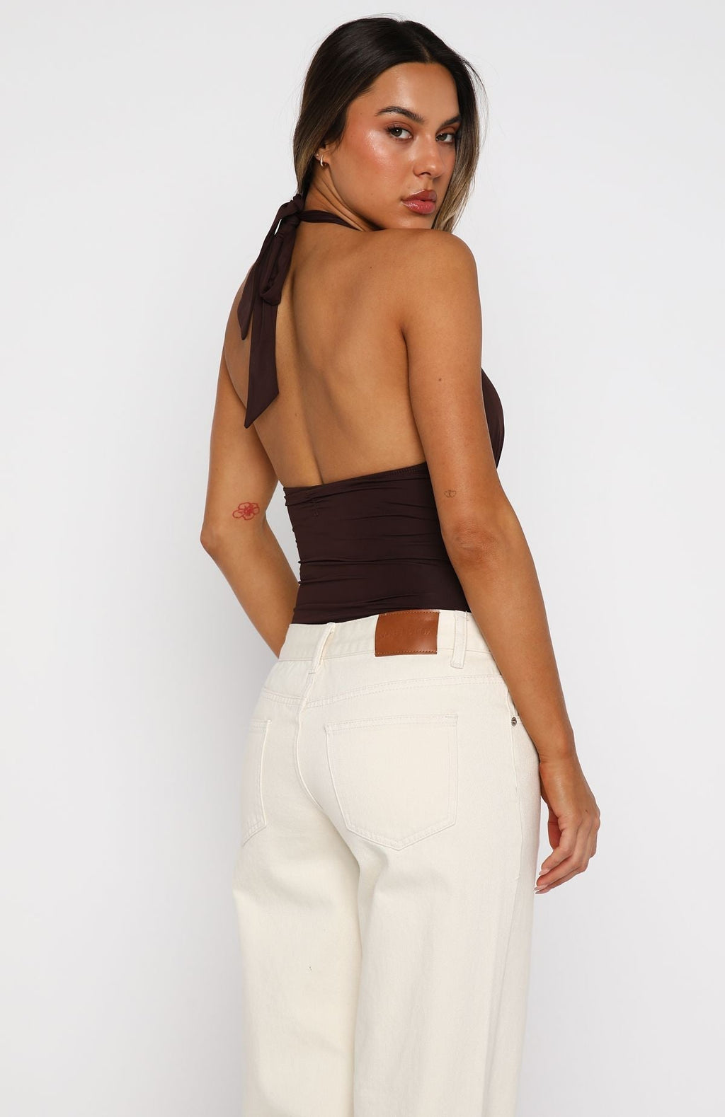 White Fox New Horizons Halter Bodysuit Espresso