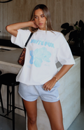 White Fox With Love Forever Oversized Tee White/Blue