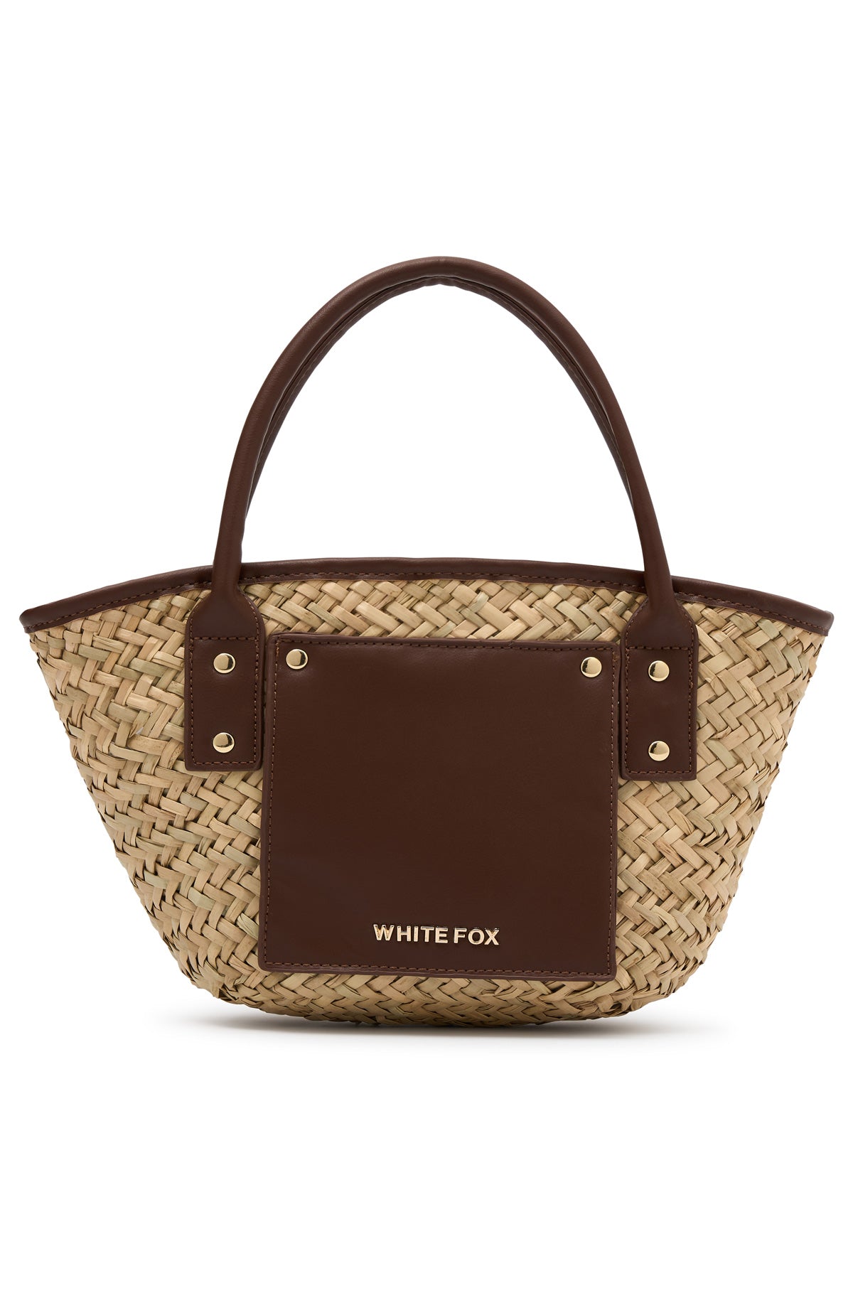 White Fox Vivienne Straw Top Handle Bag Chocolate