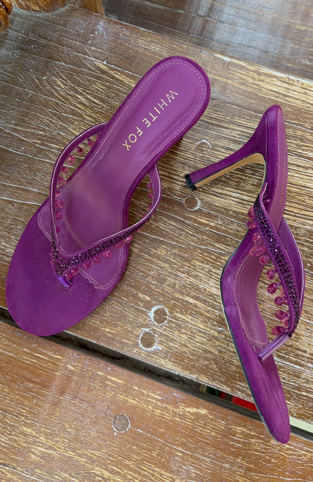White Fox Jackie Mules Purple Faux Suede