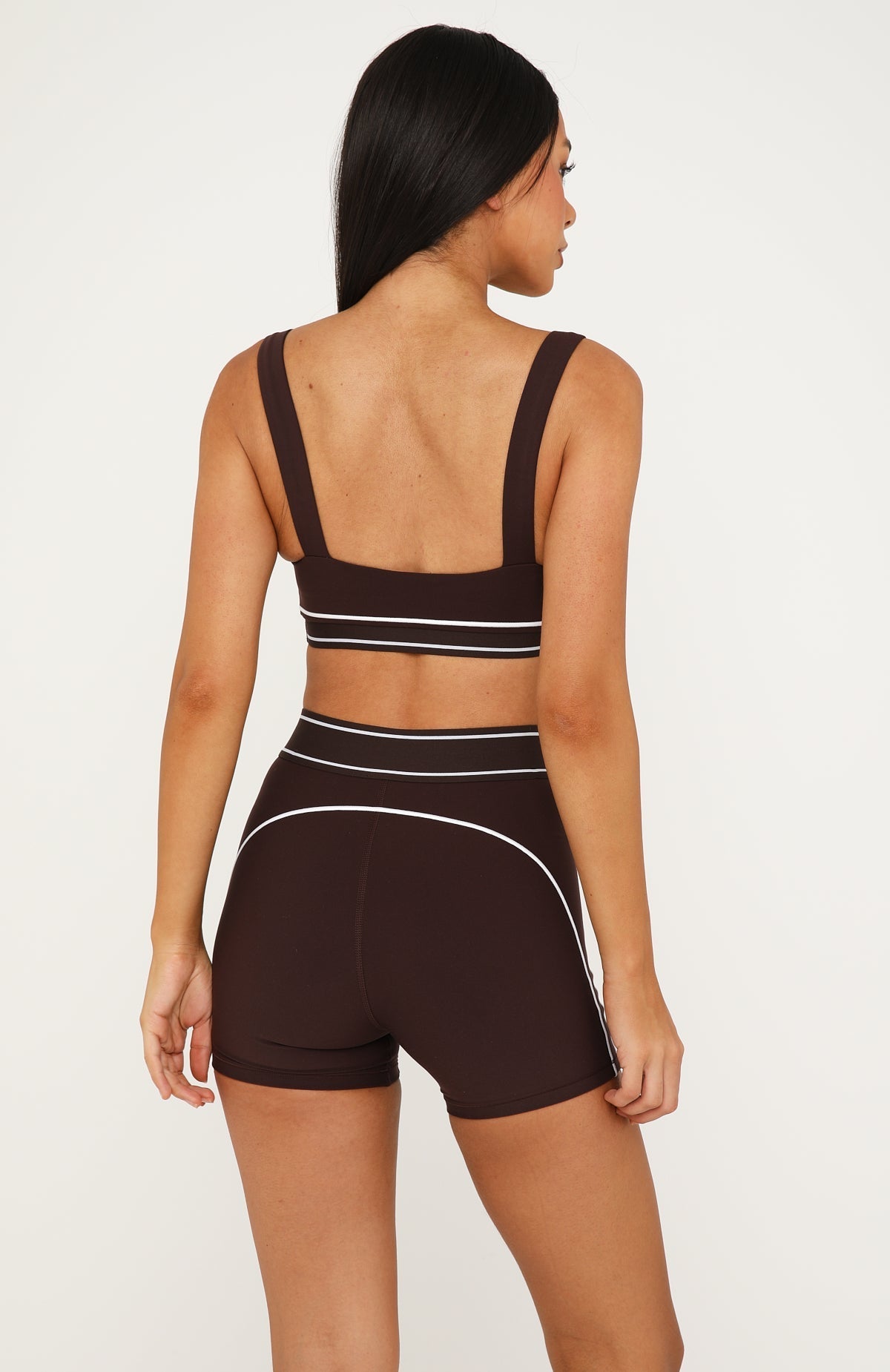 White Fox Tense Sports Bra Dark Chocolate/White