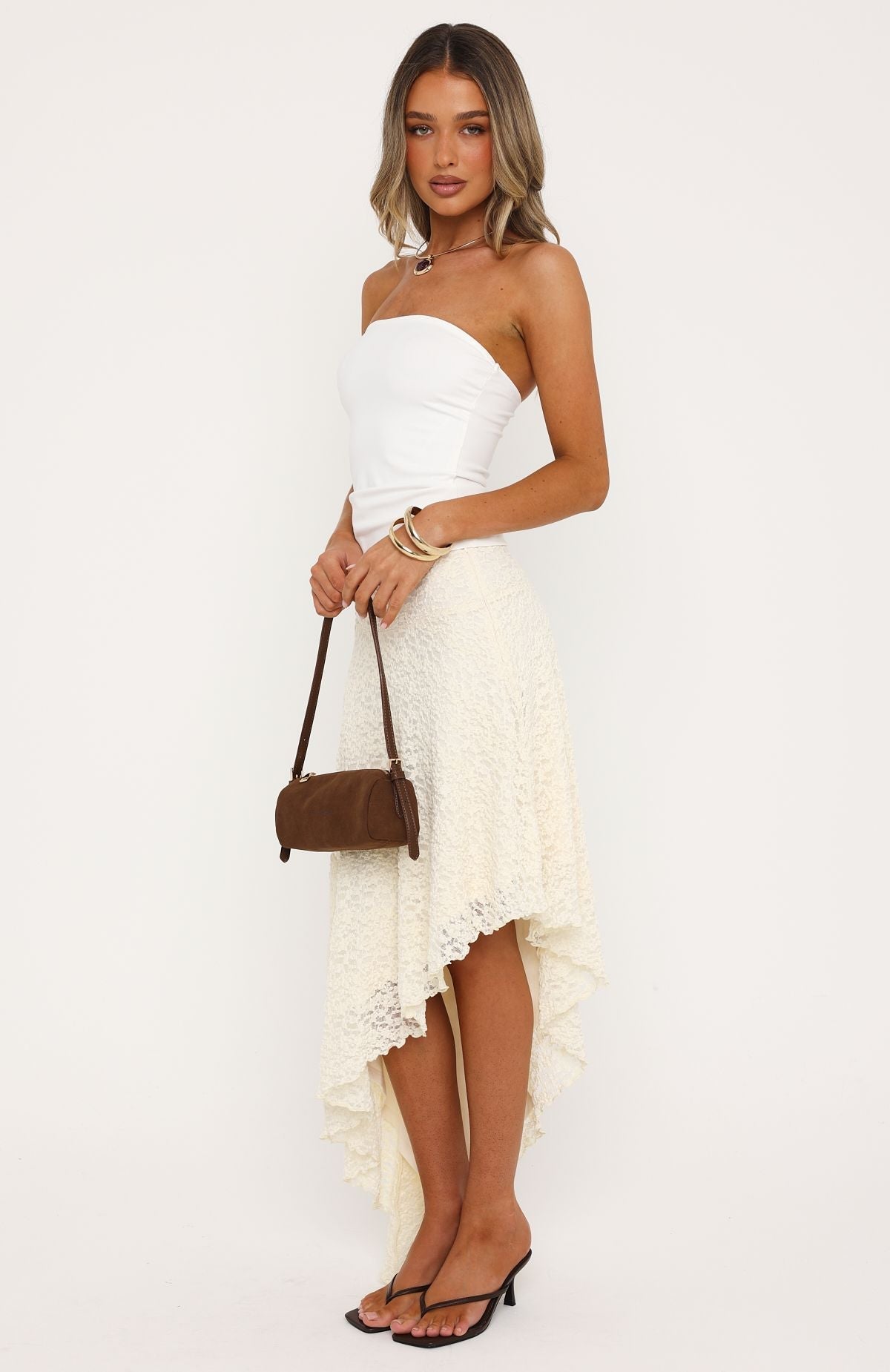 White Fox Blushed Baby Midi Skirt Cream