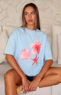 White Fox Treasured Memories Oversized Tee Baby Blue