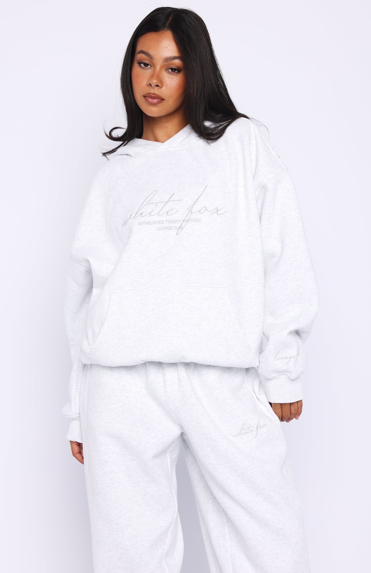 White Fox Know What You Want Oversized Hoodie Grey Marle