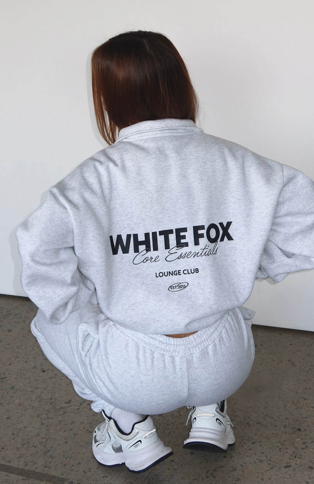 White Fox Core Essentials Zip Sweater Grey Marle