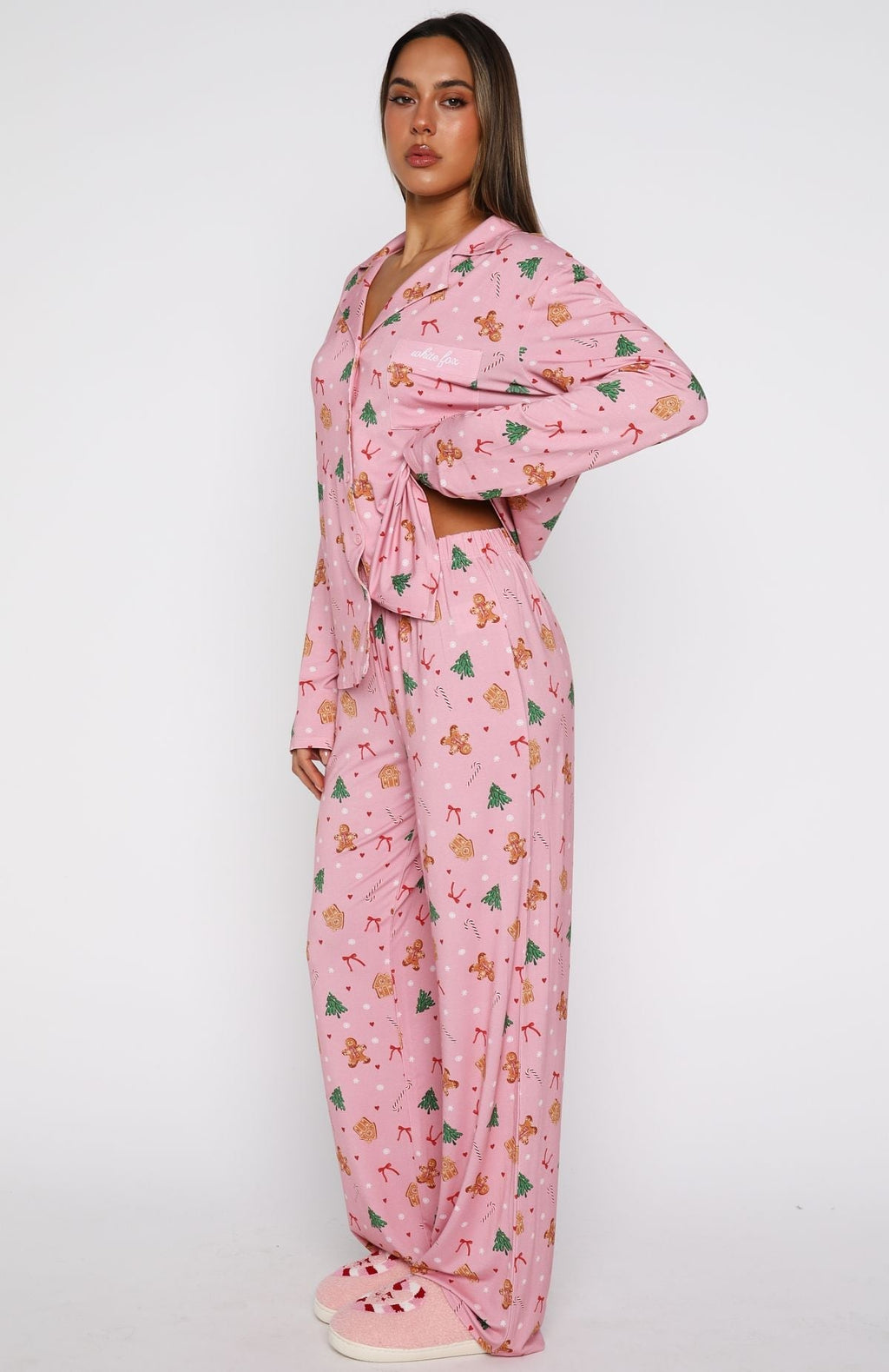 White Fox Pillow Talk Printed Long Sleeve Pyjama Set Candy Kiss