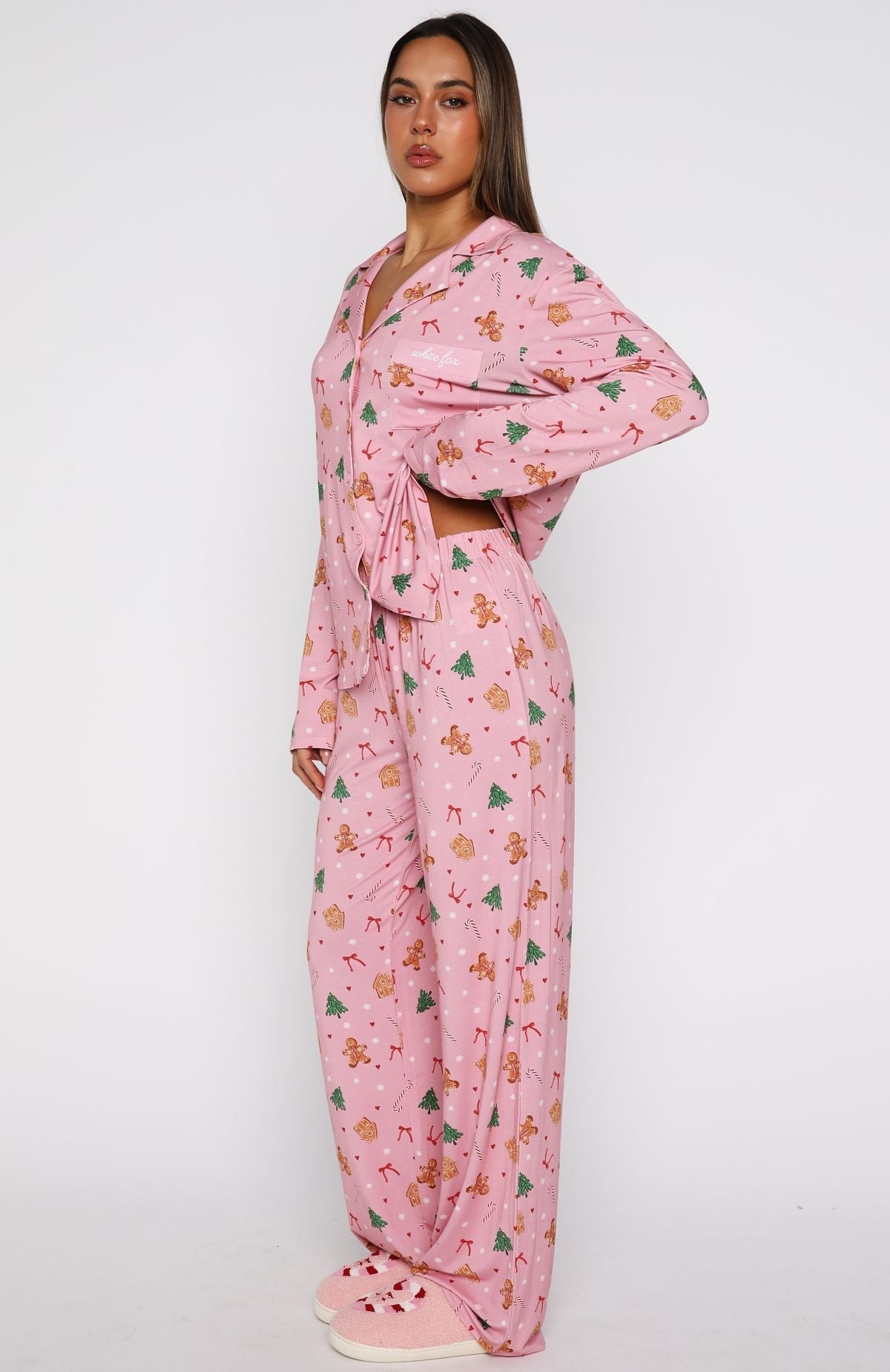 White Fox Pillow Talk Printed Long Sleeve Pyjama Set Candy Kiss