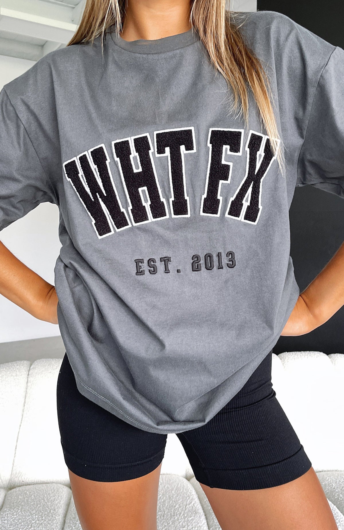 White Fox Give It Away Oversized Tee Charcoal