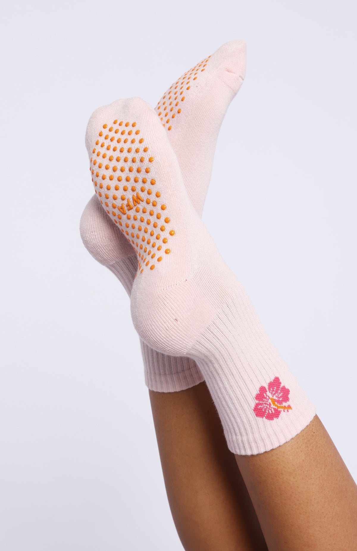 White Fox Bright Side Grip Socks 2 Pack Mango & Pink