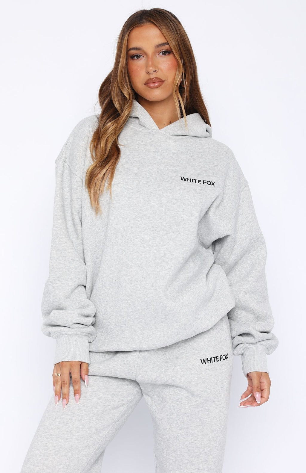 White Fox Core Classic Oversized Hoodie Dark Grey Marle