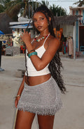 White Fox Cha Cha Knit Mini Skirt Silver