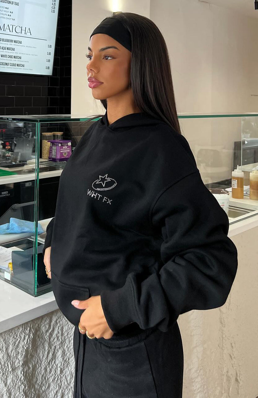 White Fox Always Shining Oversized Hoodie Black