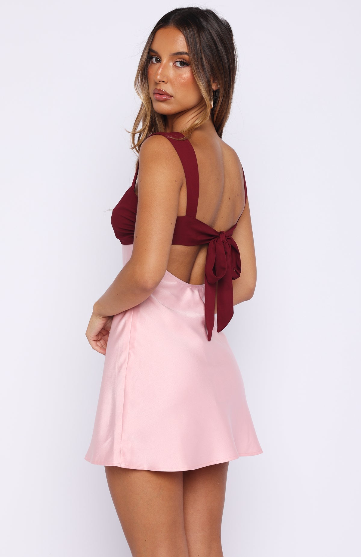 White Fox Can't Be Distracted Mini Dress Berry