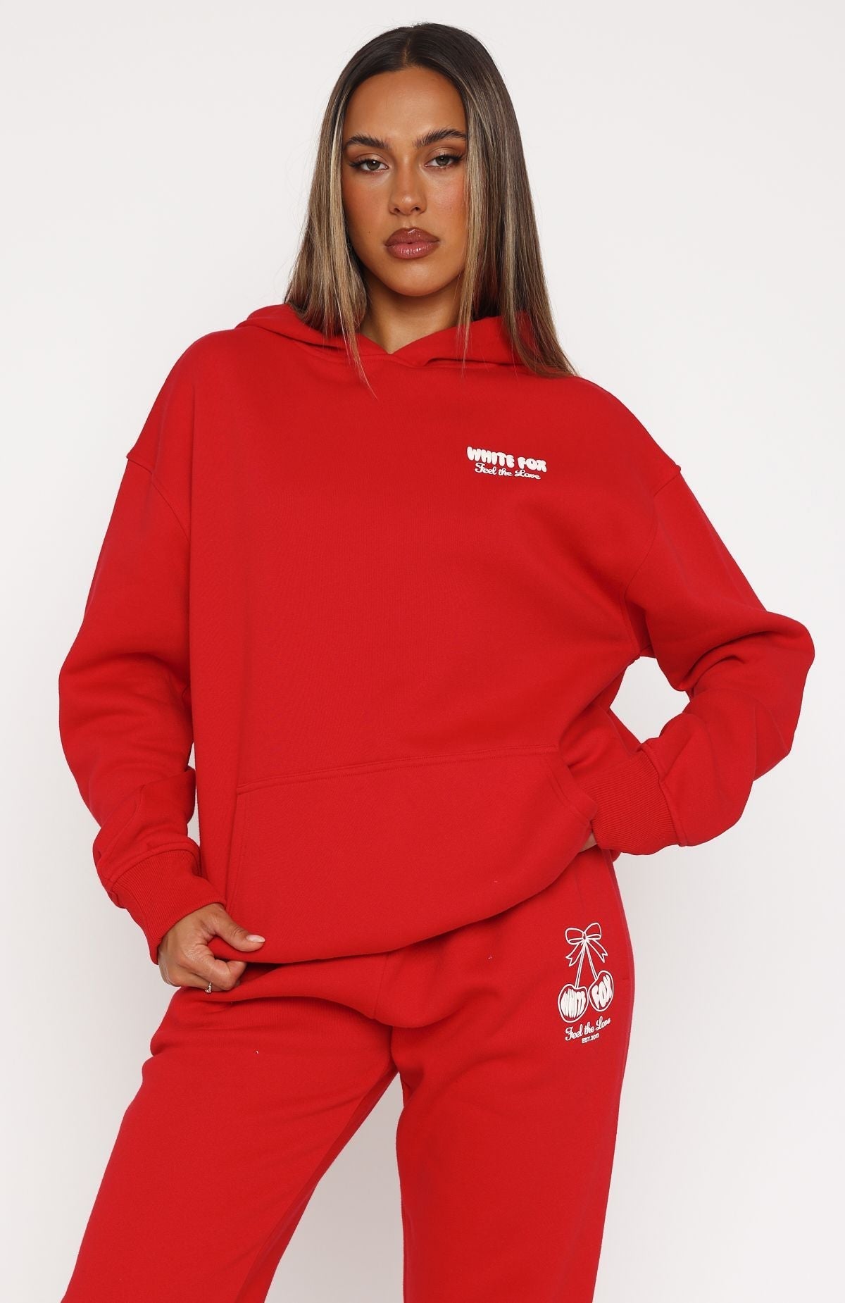 White Fox Love Of My Life Oversized Hoodie Red
