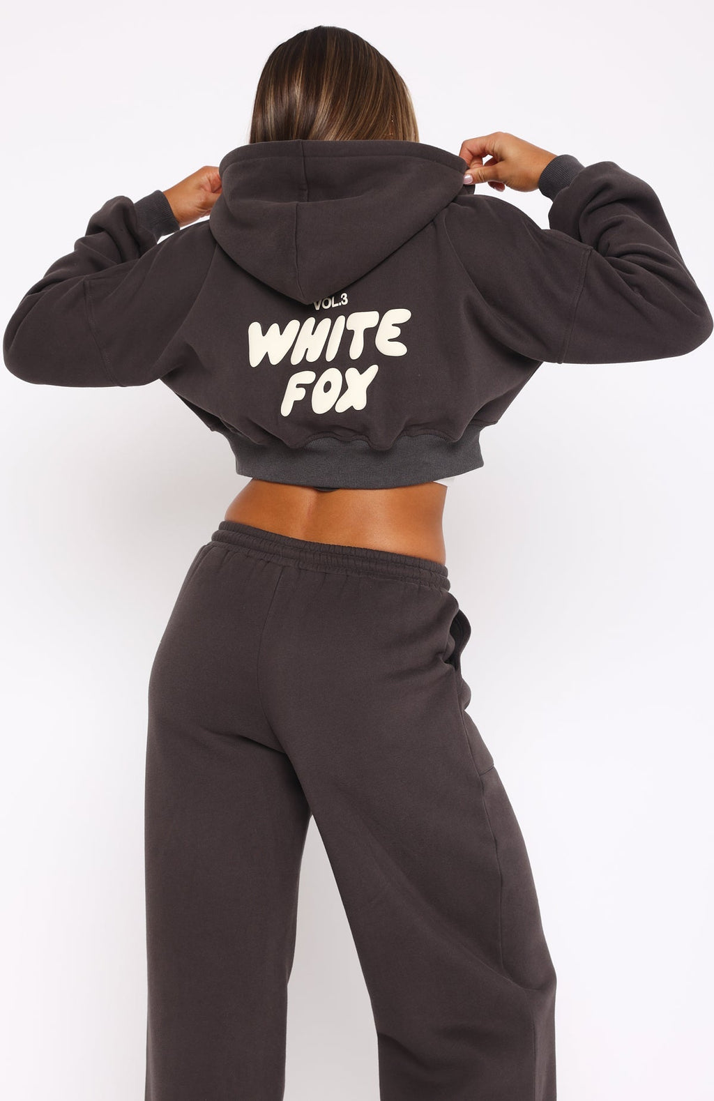 White Fox Offstage Cropped Zip Hoodie Shadow