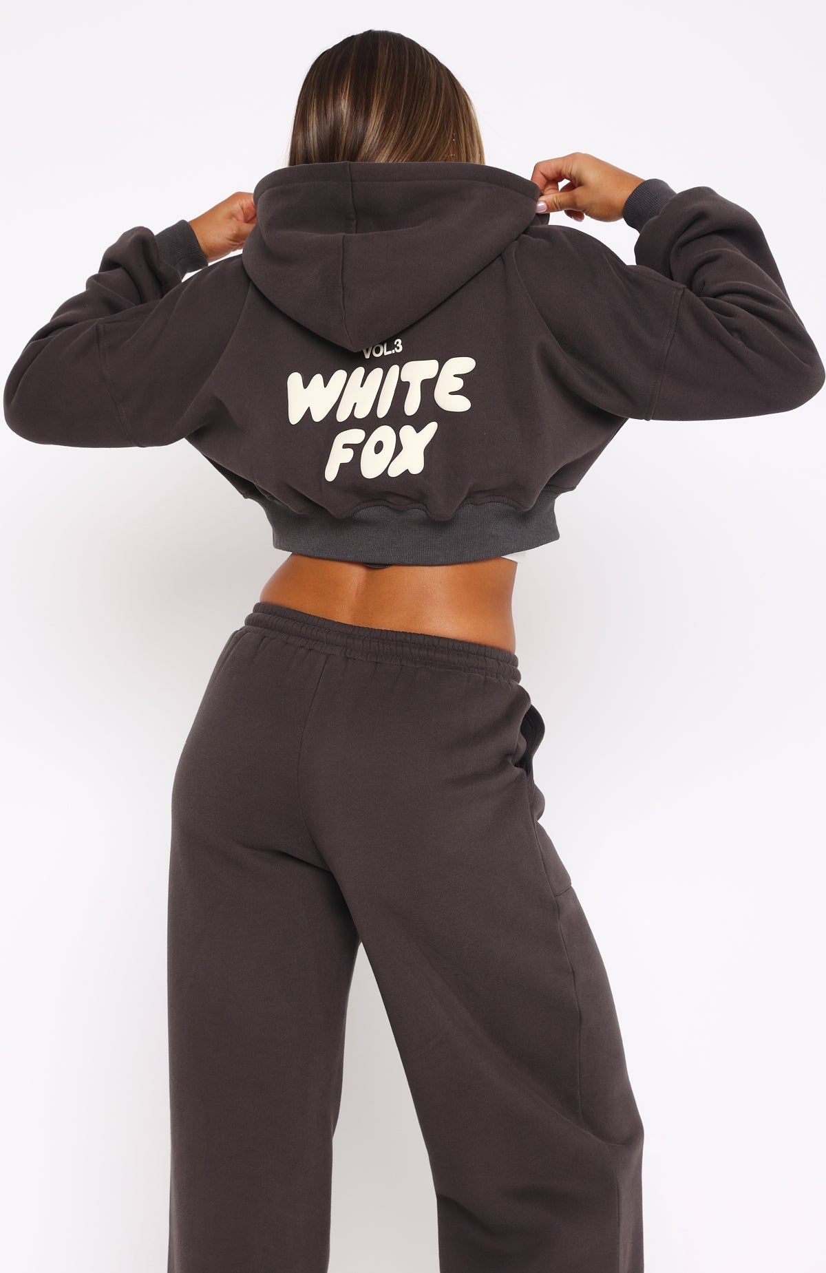 White Fox Offstage Cropped Zip Hoodie Shadow