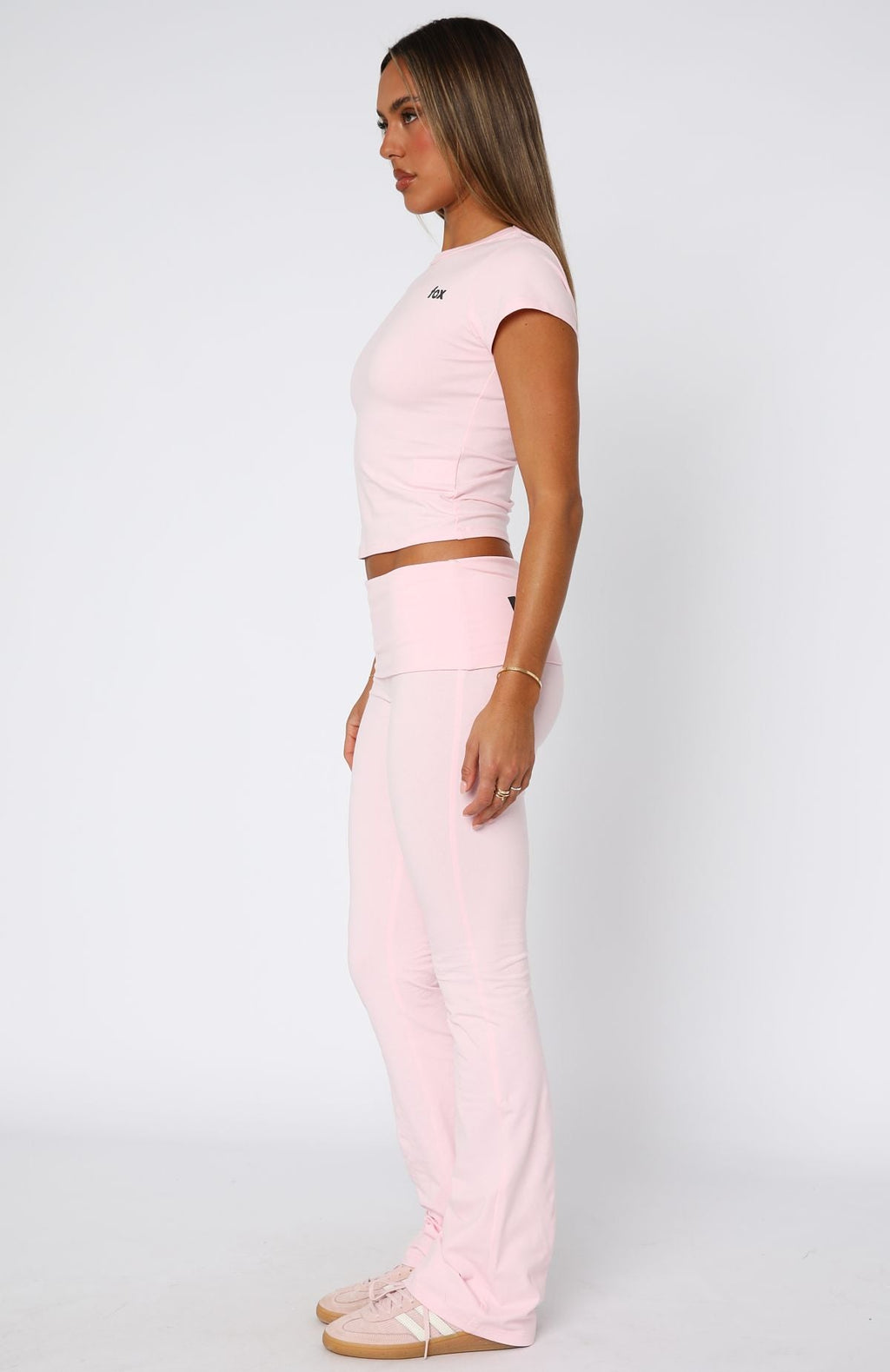 White Fox From The Archives Gigi Fold Over Flare Pants Pink