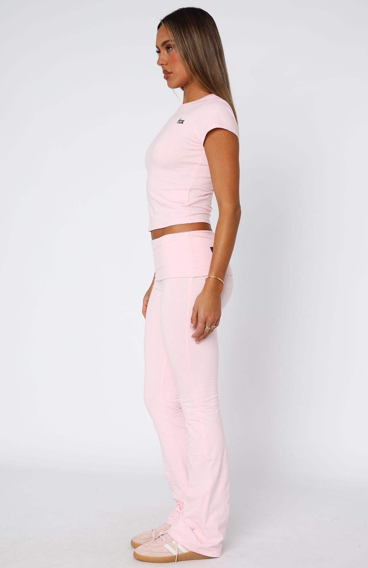 White Fox From The Archives Gigi Fold Over Flare Pants Pink