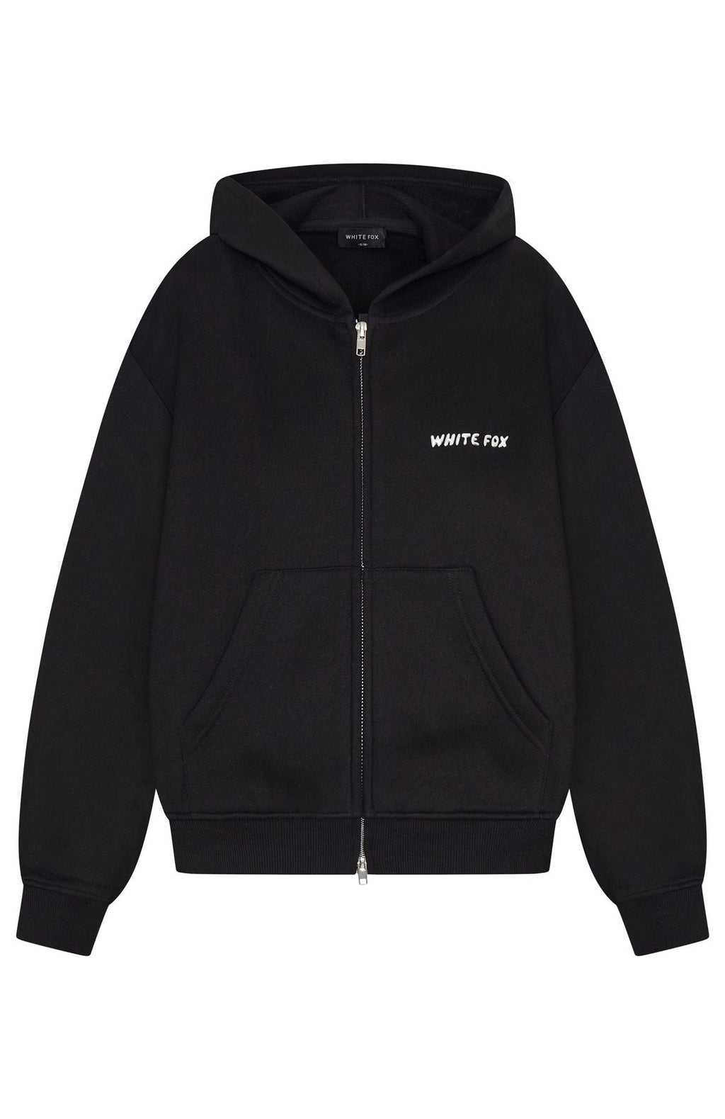 White Fox Test Drive Boxy Zip Front Hoodie Black
