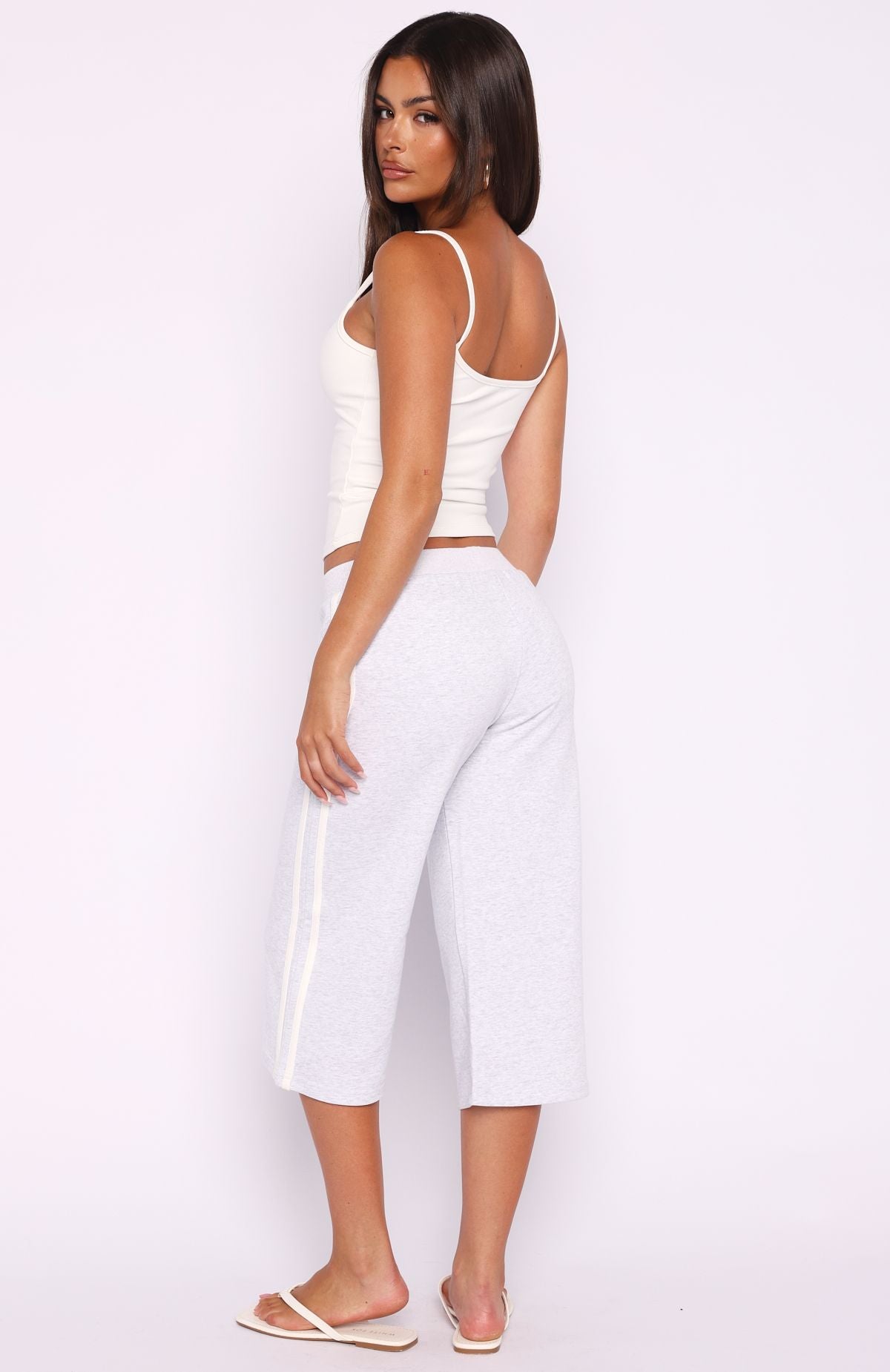 White Fox Stuck In A Daze Capri Track Pants Grey Marle
