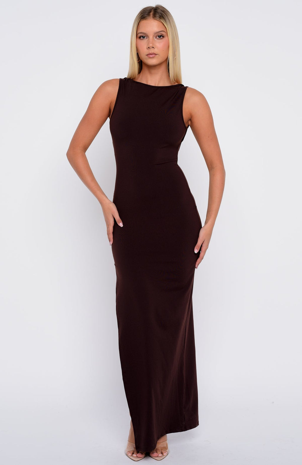 White Fox Don't Want To Be Apart Maxi Dress Dark Chocolate