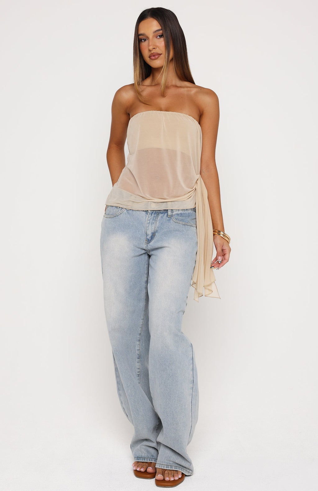 White Fox Sheer Intent Strapless Top Nude