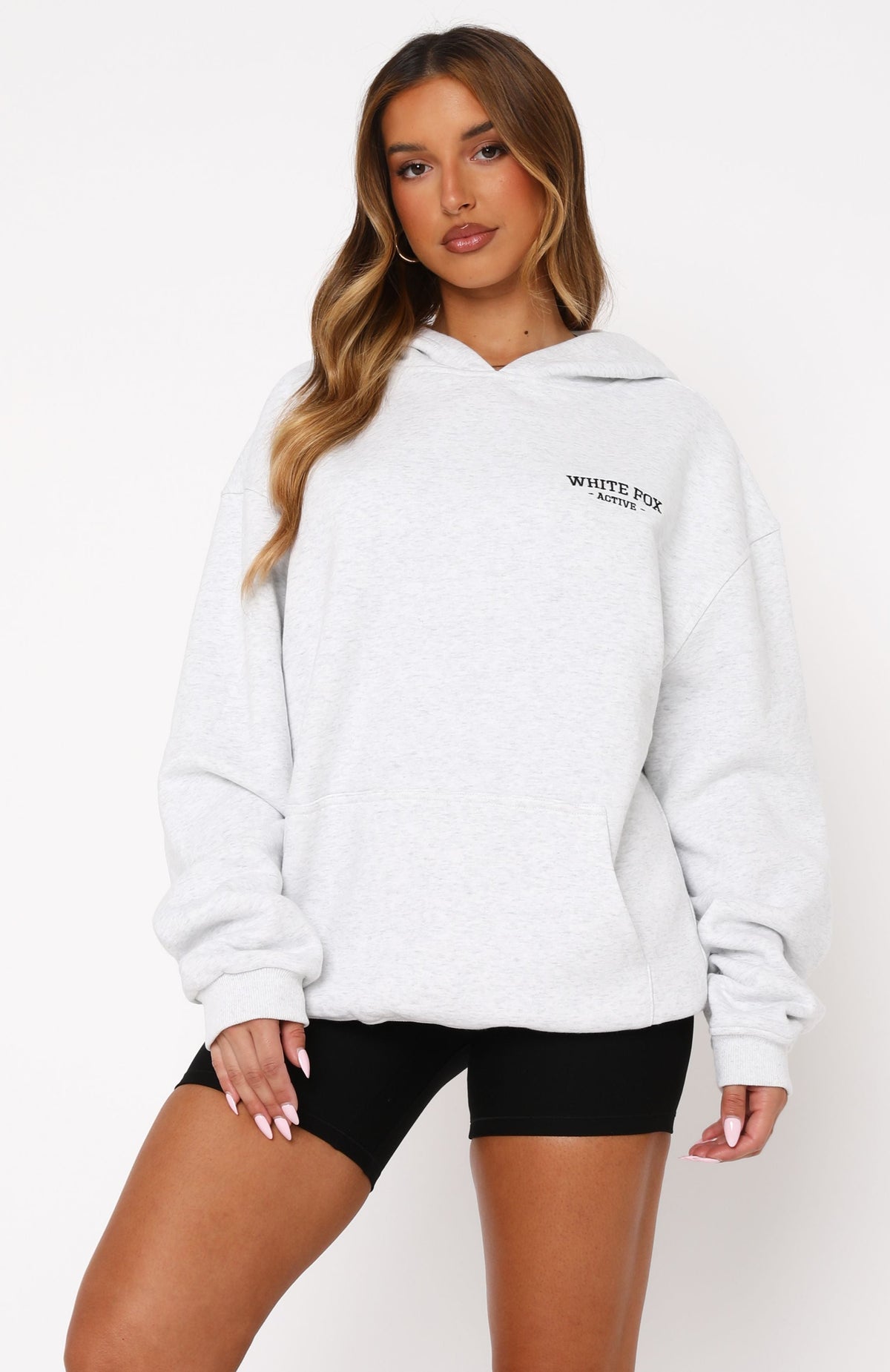 White Fox Taking Sides Oversized Hoodie Grey Marle
