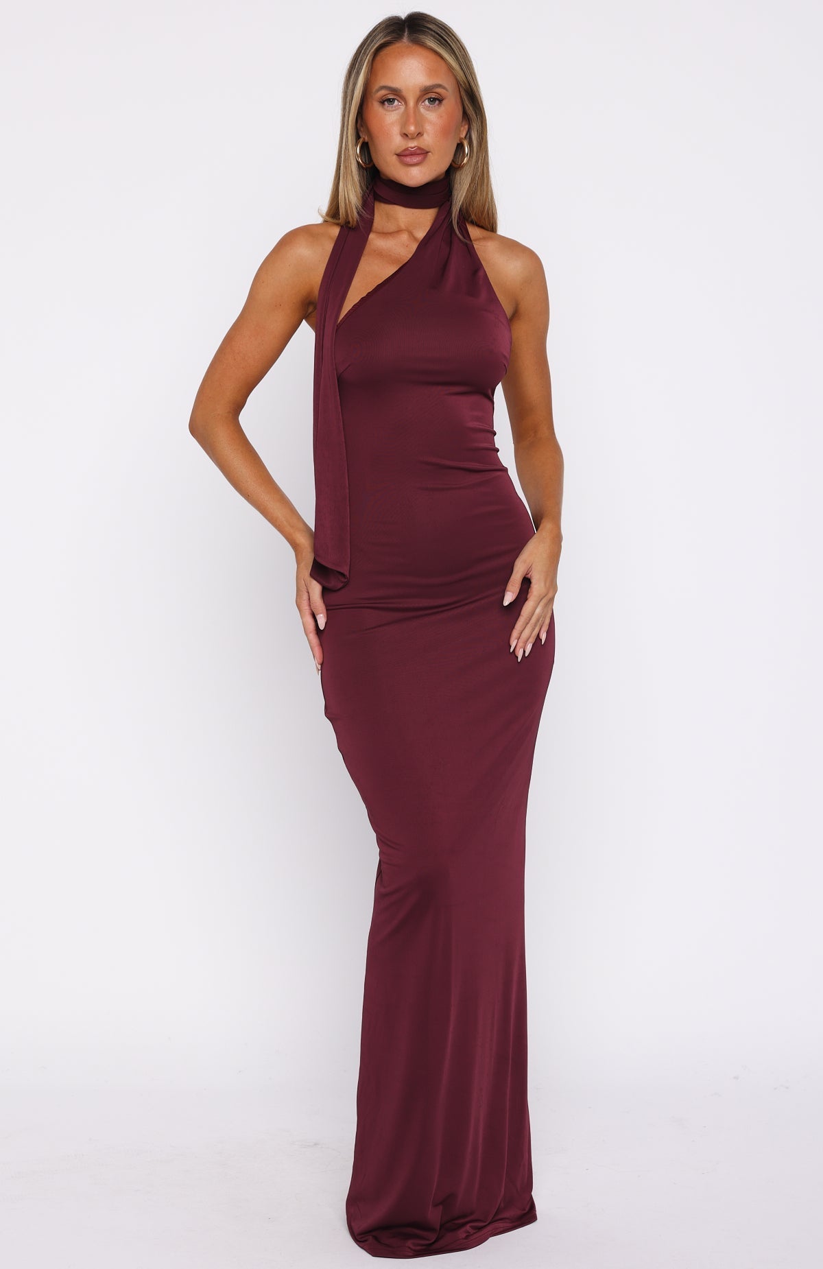 White Fox Sugar High Maxi Dress Burgundy