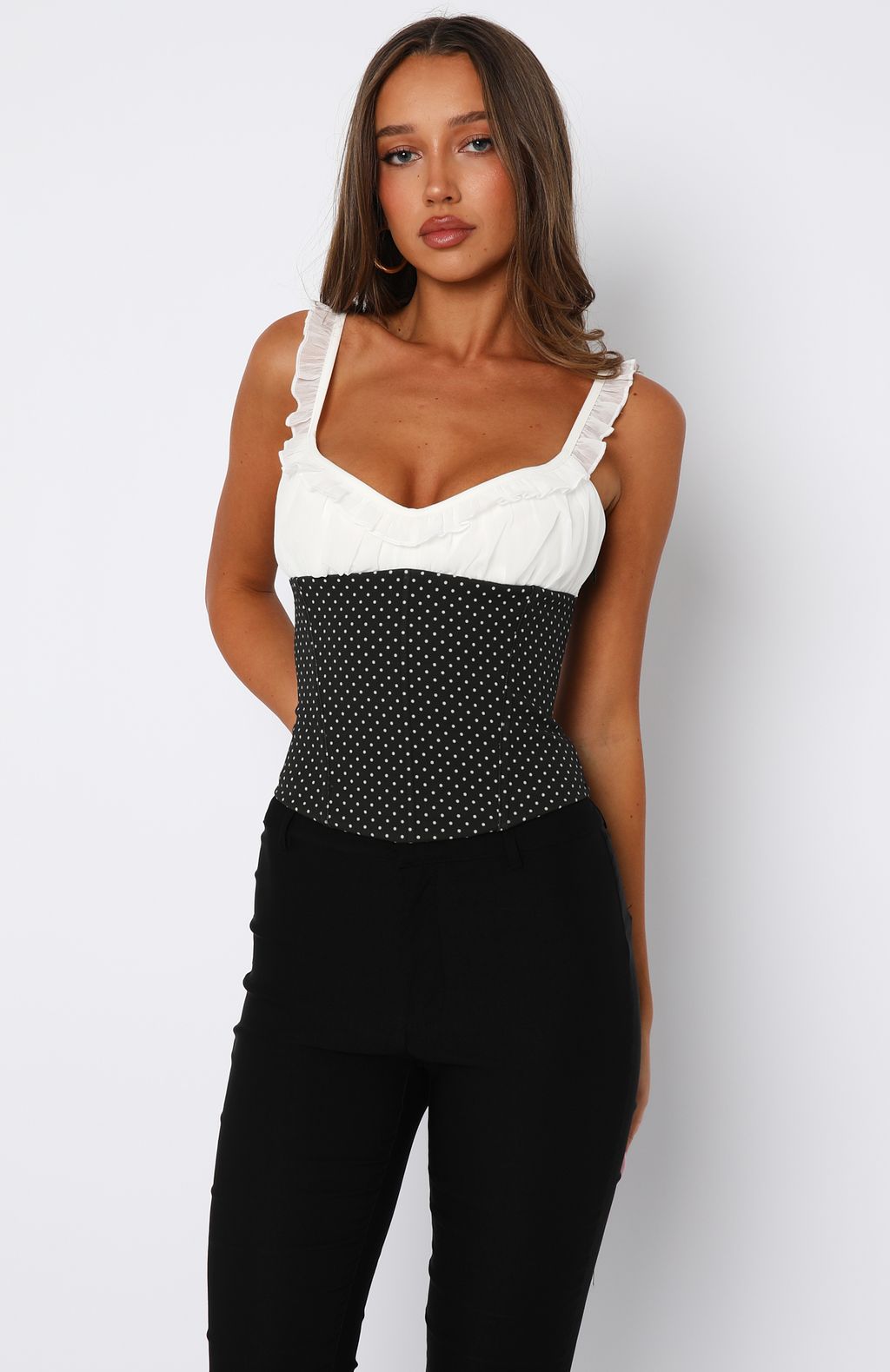White Fox Angel Wings Bustier Ivory/Polka Dot